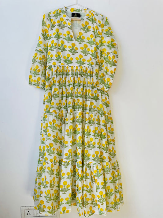 Lemon Mini Mogra Dress - S