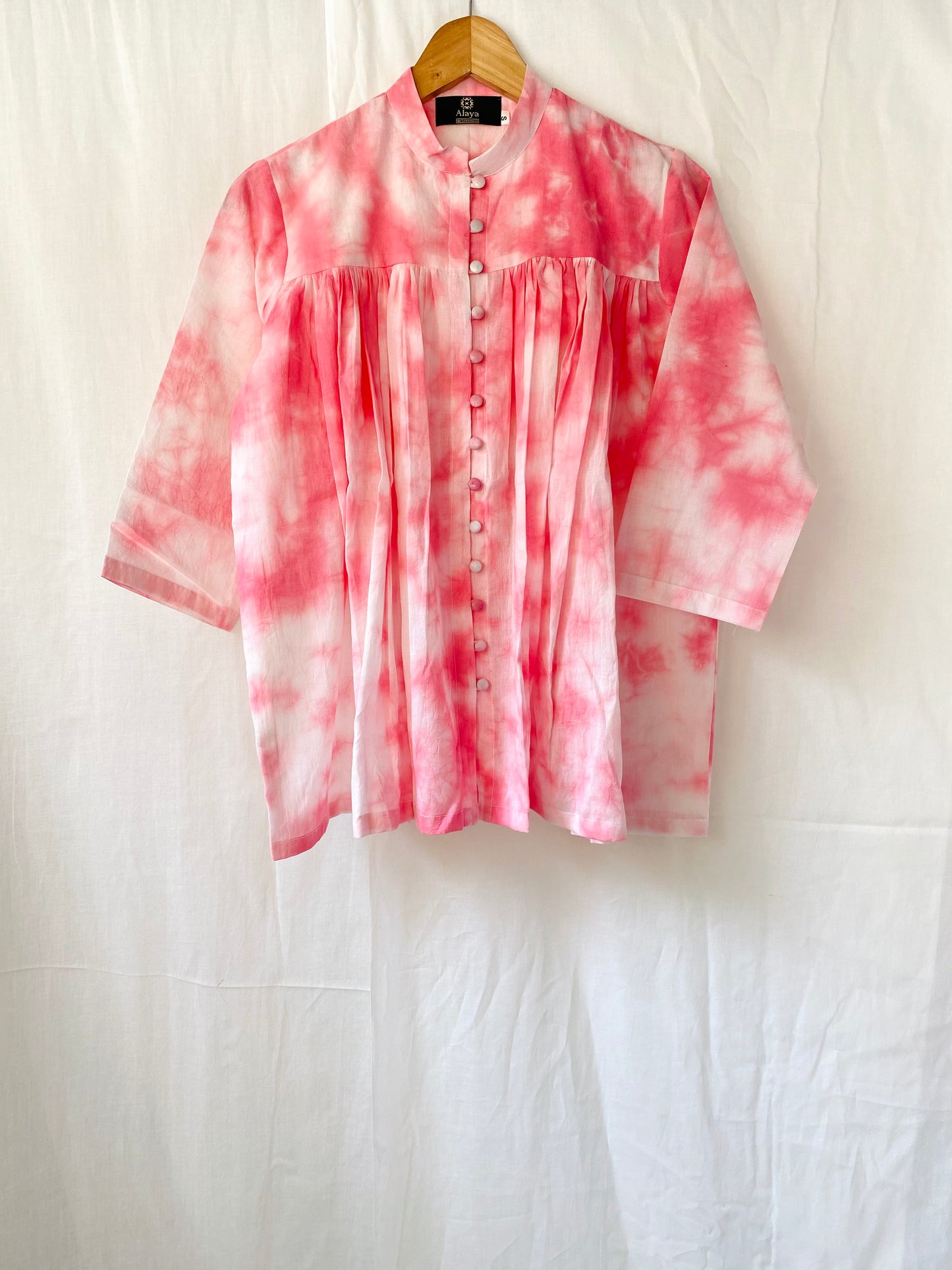 Pink Tie Dye Top with solid White Pants