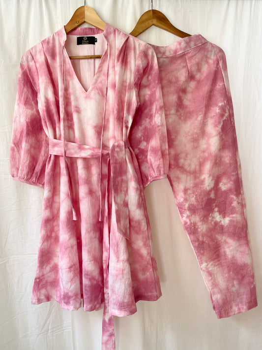 Oyster Pink Tie Dye Co-ord Set